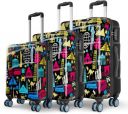 Magnum by Safari Hard Body Set of 3 Luggage 8 Wheels - WANDERLUST PLUS 55/65/75 4W PRINTED - Multicolor...