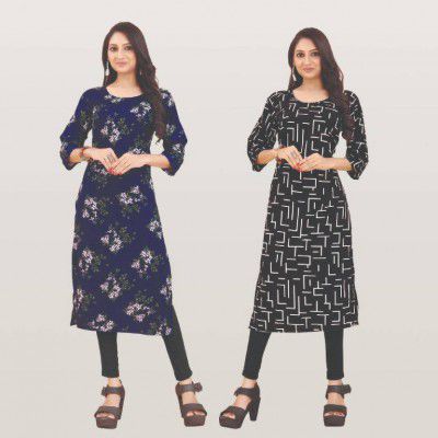 MAHADEV ENTERPRISE  Pack of 2 Women Printed Polyester A-line Kurta  (Multicolor)