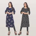 MAHADEV ENTERPRISE  Pack of 2 Women Printed Polyester A-line Kurta  (Multicolor)...