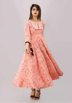 MAHAGEETA Women Printed Cotton Rayon Blend Flared Kurta 