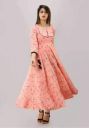 MAHAGEETA Women Printed Cotton Rayon Blend Flared Kurta ...