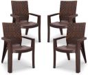 MAHARAJA Matrix for Home, Office | Bearing Capacity up to 200Kg Plastic Outdoor Chair (Teak Wood, Set of 4, Pre-assembled)...