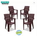 MAHARAJA Omega for Home, Office | Comfortable | Arm Rest | Bearing Capacity up to 200Kg Plastic Outdoor Chair  (Brown, Set of 4, Pre-assembled)...