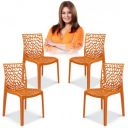 MAHARAJA Plastic Chair Set | Plastic Chair for Home (Orange, Pack of 4)