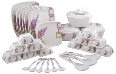 Maharaja Royal Melamine Dinner Set - 40 Pieces, White & Purple
