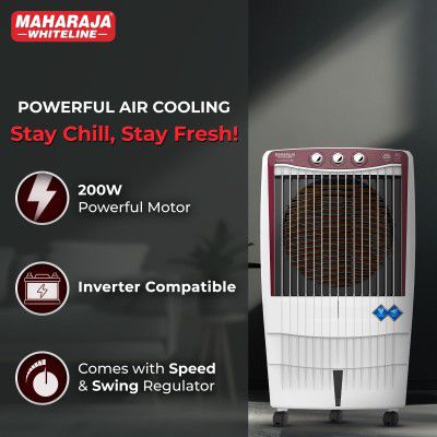 Maharaja Whiteline Maxberg Desert Air Cooler| 200W | 85 L Large Tank  Compatible Cooler | 2 Yr Warranty