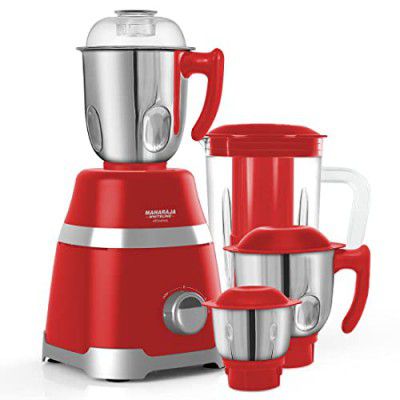 Maharaja Whiteline Ultramax Elite Mixer Grinder with 4 Jars, Long Lasting Performance with 800 Watt Motor | 5 Year Motor Warranty (Red)