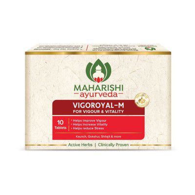 Maharishi Ayurveda Vigoroyal M - A Potent Formulation For Vigor and Vitality | Promotes Strength, and Reduces Stress | shilajit stamina booster for men (Pack of 1) (10 Tablets)