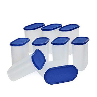 Mahaware Modular Oval Plastic Kitchen Container Set,1800ml, Set of 9, Blue