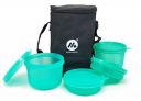 Mahaware's Multi Decker Plastic Lunch Box Set with Insulated Lunch Bag, Set of 4, Green...