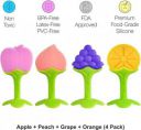 Mahikrite Baby Fruit Shape Silicone Teethers FDA-Approved Soft Silicone, BPA-Free for Infants Baby Boys & Girls (4 Pack) Teether  (pink,purple,yellow)...