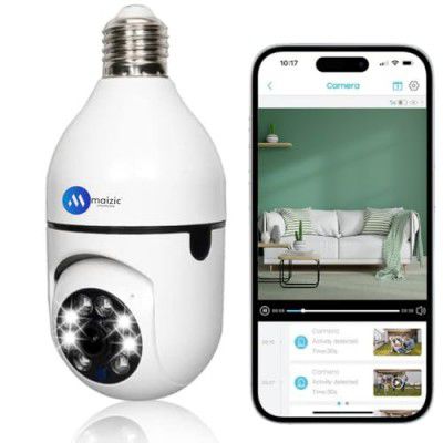 Maizic Smarthome 3 MP WiFi HD Robo Bulb CCTV Camera Full HD 1080P Color Night Vision
