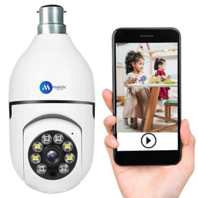 [2025 Model] Maizic Smarthome Ultra Convenient Indian Bulb Holder Indoor Security HD 5MP CCTV WiFi Bulb Camera