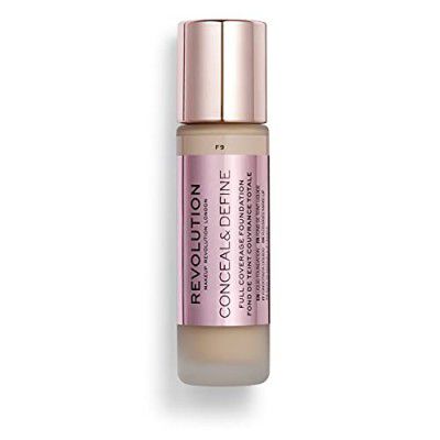 Makeup Revolution Conceal and Define Foundation, Full Coverage & Matte Finish, F9 for Medium Skin Tones, Vegan & Cruelty-Free, 0.7 Fl Oz