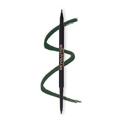 Makeup Revolution- Felt & Kohl Eyeliner- Green |Ultra Creamy and Pigmented texture | Smooth and buttery application | Built in smudger for smokey looks | 0.13gm