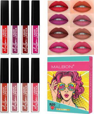 malbon Kiss Me Girl Matte Liquid Lipstick 8 Pcs Combo (multicolor, 32 ml)