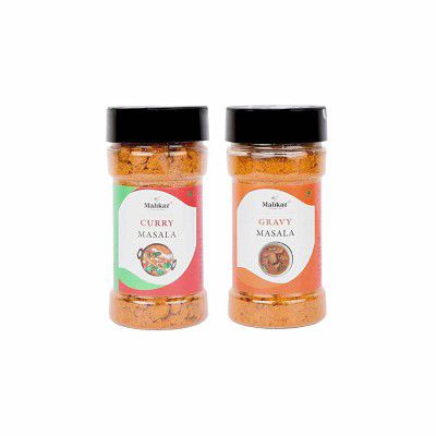 Malikaz The Royale Taste Curry & Gravy Masala Combo (Gravy Masala, 90g | Curry Masala, 90g) Jar, 180 g