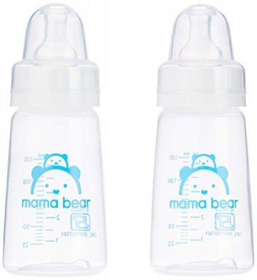 Mama Bear Baby Feeding Bottle with Spoon & Sipper, 125 ml (Pack of 2)