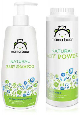 Mama Bear Natural Baby Powder - 200 gm & Mama Bear Natural Baby Shampoo - 400 ml