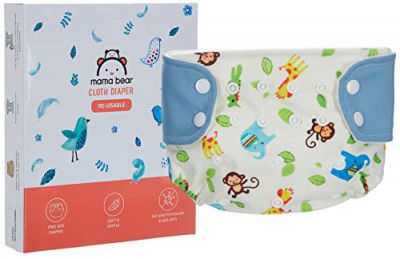 Mama Bear Reusable Cloth Diaper, Freesize, for baby 0-3 yrs (Blue)