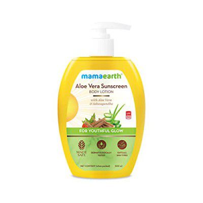Mamaearth Aloe Vera Sunscreen Body Lotion SPF 30 - With Aloe Vera & Ashwagandha For a Youthful Glow - 300 ml