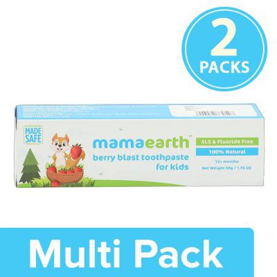Mamaearth Berry Blast Toothpaste For Kids, 2x50 g Multipack