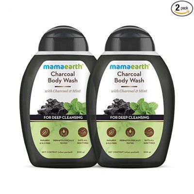 Mamaearth Charcoal Body Wash With Charcoal & Mint for Deep Cleansing Combo (Pack of 2) – 300 ml
