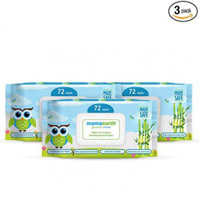 Mamaearth Indias First Organic Bamboo Based Baby Wipes – Pack of 3 (72x3)