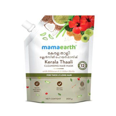 Mamaearth Keralaa Thaali Cleansing Pre-Shampoo, 200g | Hair Mask with Hibiscus, Shikakai, Amla, Flaxseed for Thick & Long Hair