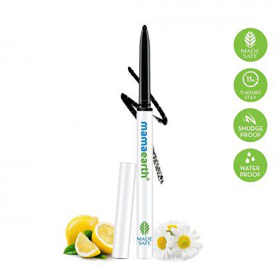 Mamaearth Long Stay Kajal Black Retractable Waterproof Pencil Charcoal, Black - 0.35 g