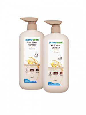 Mamaearth Set Of 2 Rice Water Hydrating Body Lotion - 400 ml Each