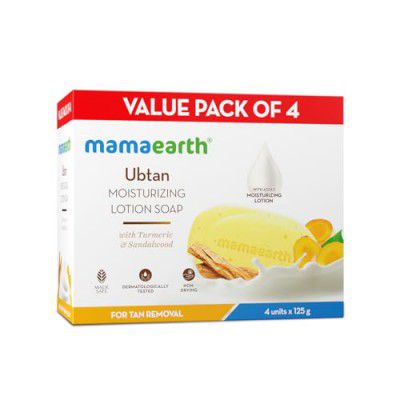 Mamaearth Ubtan Moisturizing Lotion Soap 125 g (Pack of 4) | Removes Tan | Nourishes Dry Skin