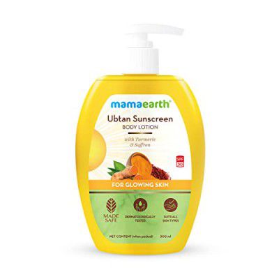 Mamaearth Ubtan Sunscreen Body Lotion SPF 30 with Turmeric & Saffron for Glowing Skin – 300 ml