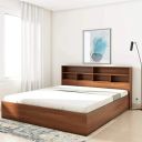 MAMTA DECORATION Engineered Wood Canes King Bed with Box Storage Wooden Bed for Bedroom Living Room Home (Walnut Finish)...
