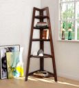 MAMTA DECORATION Sheesham Wood 5 Tier Corner Wall Shelf for Living Room(Honey Teak Brown)...