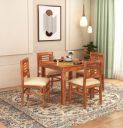 MAMTA DECORATION Sheesham Wood 4 Seater Dining Table with 4 Cushioned Chairs Wooden Dining Set for Home Living Room (Honey Finish)...