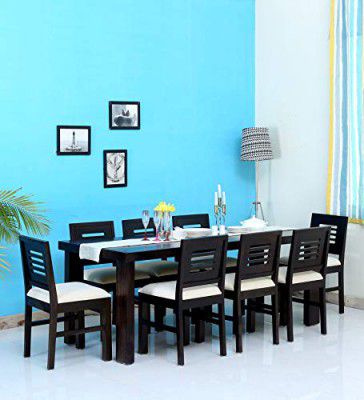 Mamta Decoration Sheesham Wood 8 Seater Dining Table with 8 Chairs Wooden Table and Chair Set (Chestnut Finish)