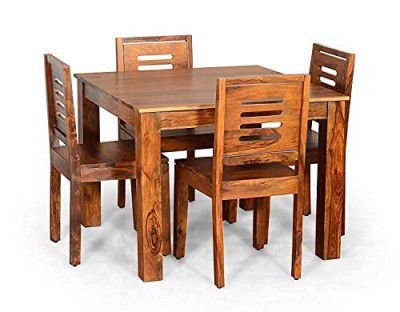 Mamta Decoration Sheesham Wood Dining Table with 4 Chairs | Home and Living Room | Teak Finish | Brown