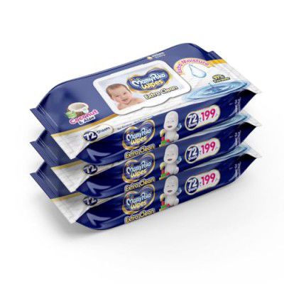 MamyPoko Pants Extra Clean Baby Wipes With Lid, 72 Sheets (Pack Of 3)
