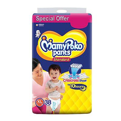 MamyPoko Pants Standard Baby Diapers, X-Large (XL), 38 Count, 12-17kg