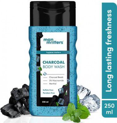 Man Matters Activated Charcoal Body Wash | Instant Freshness & Deep Cleanses | Niacinamide (250 ml)