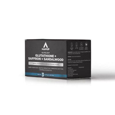 Man-Up Glutathione, Saffron & Sandalwood Soap | Bathing Soaps for Men - Pack of 3