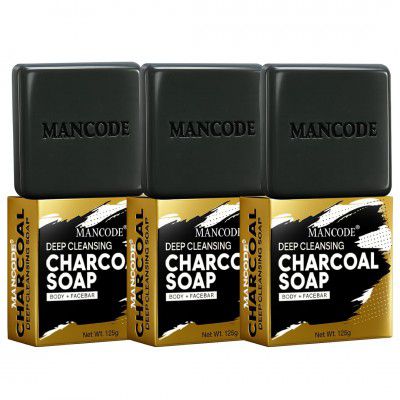 Mancode Activated Charcoal Soap - 125gram Pack of 3