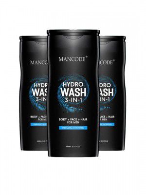 MANCODE Men Set Of 3 Black Hydro 3 in 1 Body Wash 450 Ml Each