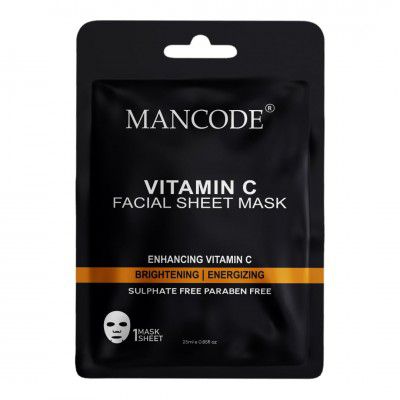 Mancode Vitamin C Facial Sheet Mask 25ml Enhancing Vitamin C Brightening Energizing Pore Reducing