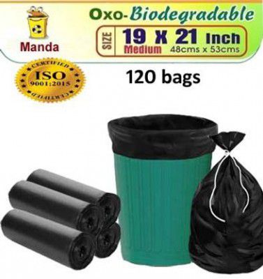 MANDA 19x21_4_ROL_black_a Medium 4 L Garbage Bag Pack Of 120  (120Bag )