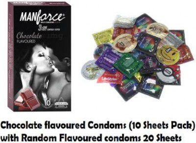 MANFORCE Chocolate Flavored Condoms with Random sheets of condoms Condom (30 Sheets)