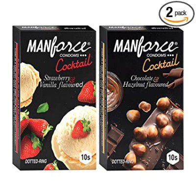 Manforce Cocktail Condoms with Dotted-Rings Combo Pack - 10 Pieces (Pack of 2)