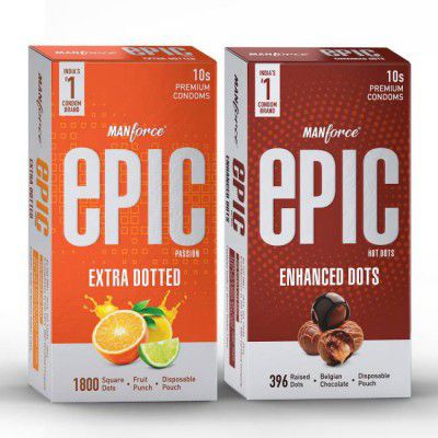 MANFORCE Epic Passion, Hot Dots Condom  (Set of 2, 20 Sheets)