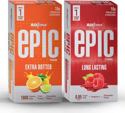 MANFORCE Epic Passion, Pleasure Condom  (Set of 2, 20 Sheets)